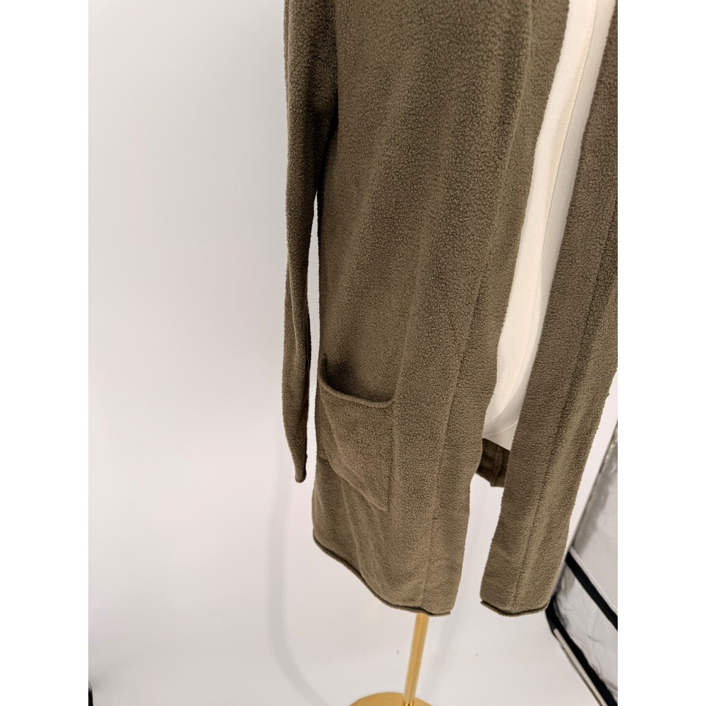 Barefoot Dreams CozyChic Lite Cardigan Olive Green‎ Open Front Pockets M - Picture 2 of 8